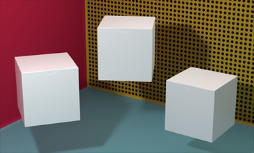 White empty simplistic cardboard boxes with shadows 1. Resolution and high quality beautiful photo