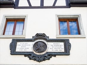 Commemorative plaque at the Jan Hus Museum