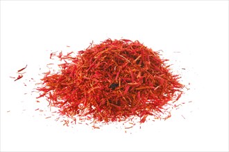 Pile of saffron isolated on white background