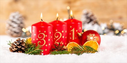 Third 3rd Advent with Candle Christmas Text Free Space Copyspace Banner Panorama Decoration Christmas Decoration Advent Season in Stuttgart