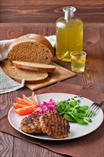 Grilled beef cutlet with fresh salad
