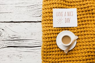 Have nice day message with cup coffee