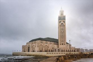 Hassan II Mosque on rocky coast