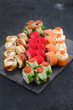 Big set of rolls with shrimp