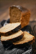 Closeup view of artisan rye bread