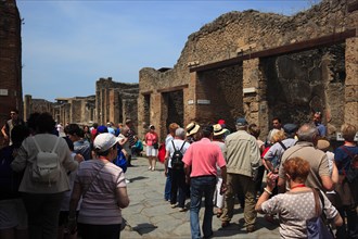 Visitors in the Forum of Pompeii