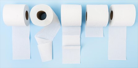 Top view toilet paper rolls unfolded. Resolution and high quality beautiful photo