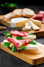Sandwich with camembert cheese and smoked bacon