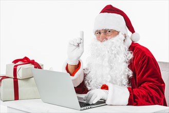Santa claus glasses showing pointing finger. Resolution and high quality beautiful photo