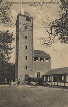 Lookout tower and shelter on the Hallgarter Zange in the Rheingau Mountains of the Taunus