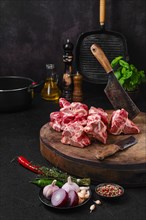 Chopped beef bones for making bouillon stock