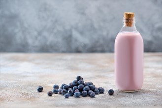Bottle of homemade blueberry yogurt