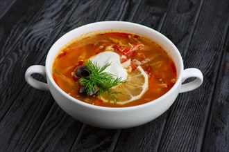 Traditional belorussian soup solyanka