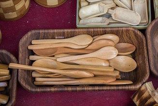 Dozens of soup spoon or tablespoon made of wood