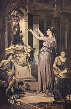 A bride offers flowers to a goddess in Ancient Rome