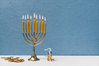 Hebrew candlestick holder burning