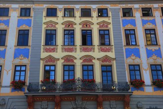 Town hall facade with balcony