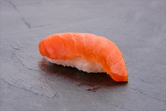 Macro photo of traditional sushi with salmon