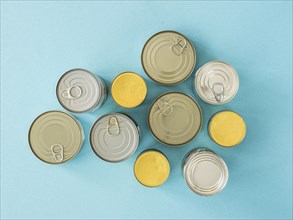 Top view canned food donation. Resolution and high quality beautiful photo