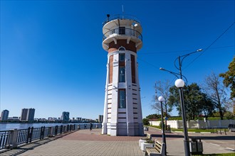Lighthouse on the Embankment of the Amur river