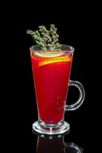 Hot strawberry drink with lemon and rosemary
