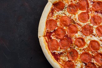 Close up view of classic pepperoni pizza