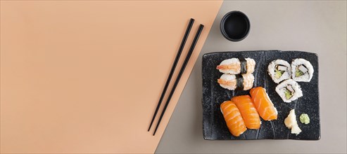 Top view delicious sushi with copy space. Resolution and high quality beautiful photo