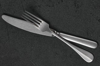 Overhead view of fork and knife