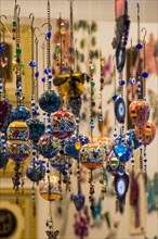 Colorful turkish ceramic balls as souvenirs at street market