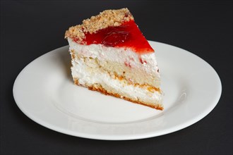 Strawberry piece of cake on plate