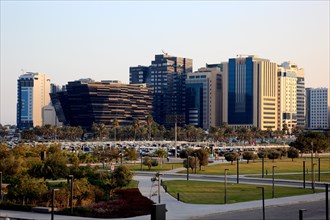 View over the Doha Corniche Park to the Al Mirqab district