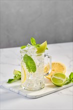 Transparent glass of lemon