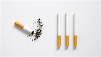 Flat lay bad habit cigarette arrangement