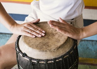 Young person playing yuker drum 1. Resolution and high quality beautiful photo