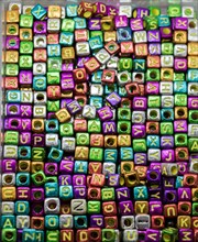 Colorful alphabet letter cubes in view