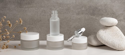 Modern beauty products different recipients composition