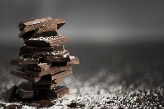 Pieces chocolate pile copy space. Resolution and high quality beautiful photo