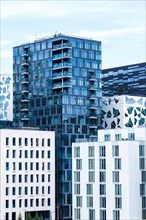 Oslo skyline modern city architecture buildings real estate office building in the Barcode District in Oslo