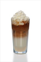Coffee and milk cocktail with whipped cream