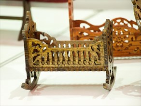 Wooden cradle of Eastern type in view