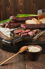 Dried sausage made of venison and turkey spicy meat
