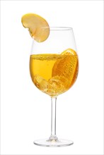 Cold sangria in wine glass isolated on white background