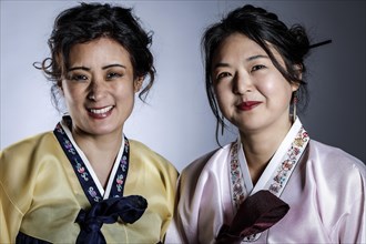 Portrait of two woman in Korean traditional costume