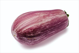Lilac striped eggplant isolated on white background