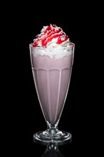 Strawberry milk cocktail with whipped cream
