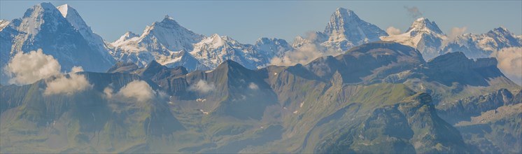 Swiss Alps mountain range seen from Brienz Rothorn. The eiger