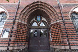Entrance portal of the Swedish Gustaf Adolfskyrkan