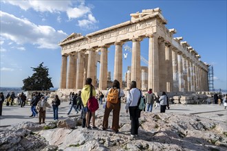 Tourists in front of the Parthenon Temple