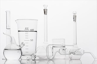 Chemicals composition lab with white background