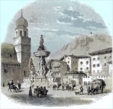 Cathedral Square with the Fountain of Neptune in Trento